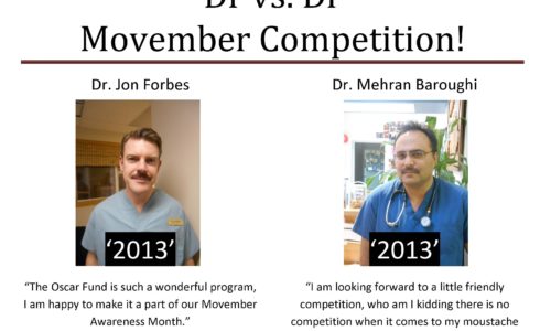 Dr. Jon Forbes and Dr. Mehran Baroughi with a moustache